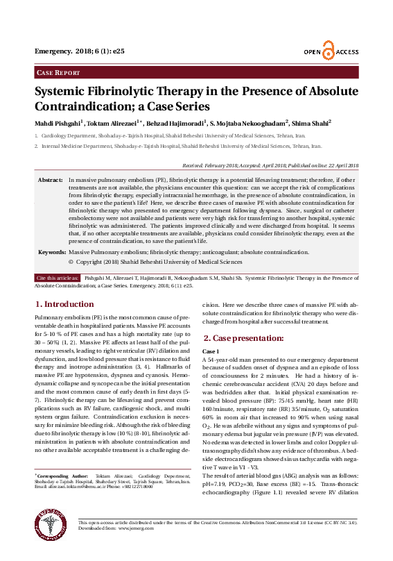 Contraindication To Fibrinolytic Therapy Contraindication To Fibrinolytic Therapy