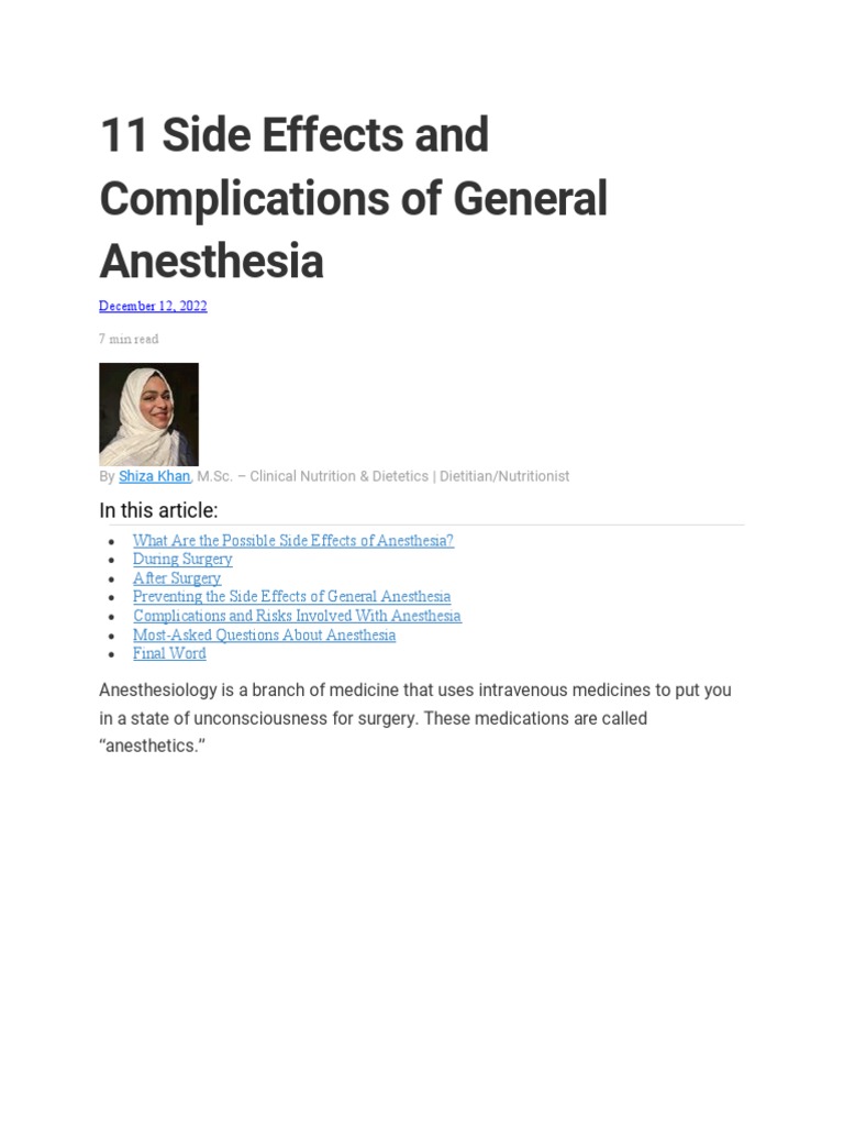 Side Effects Of Dentist Anesthesia