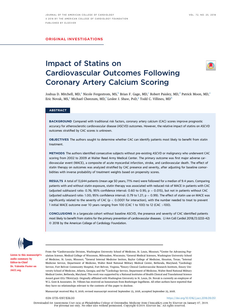 Statins And Calcium